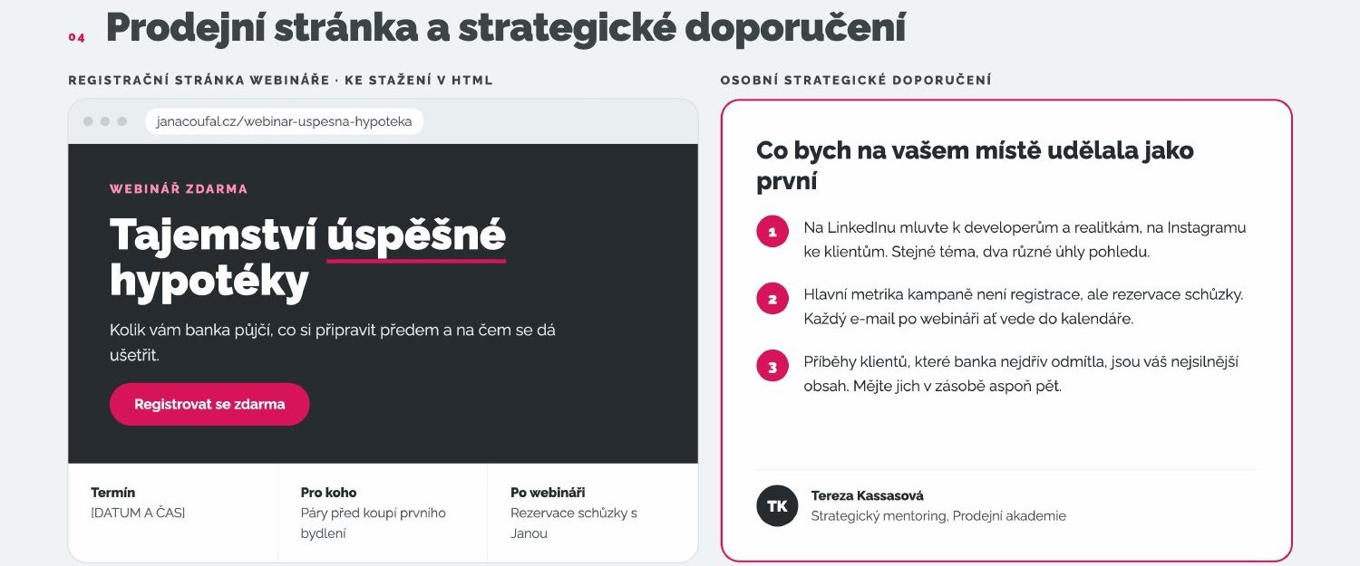 Hypoteční specialistka – registrační stránka