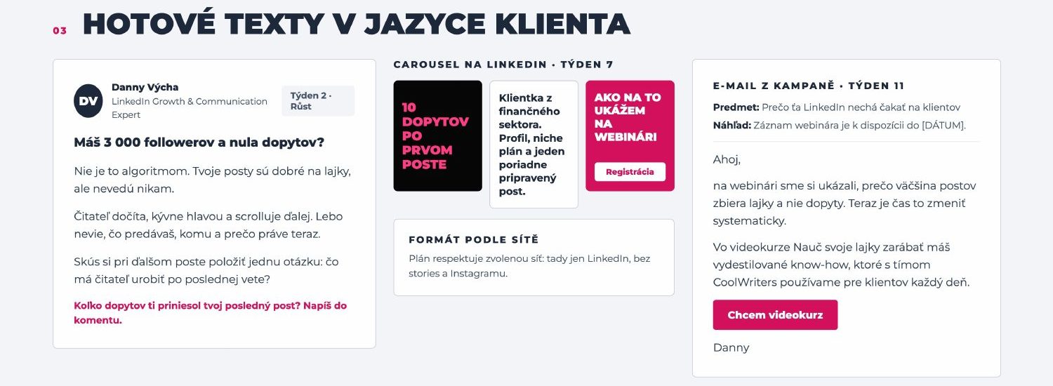 Agentura na LinkedInu – hotové texty